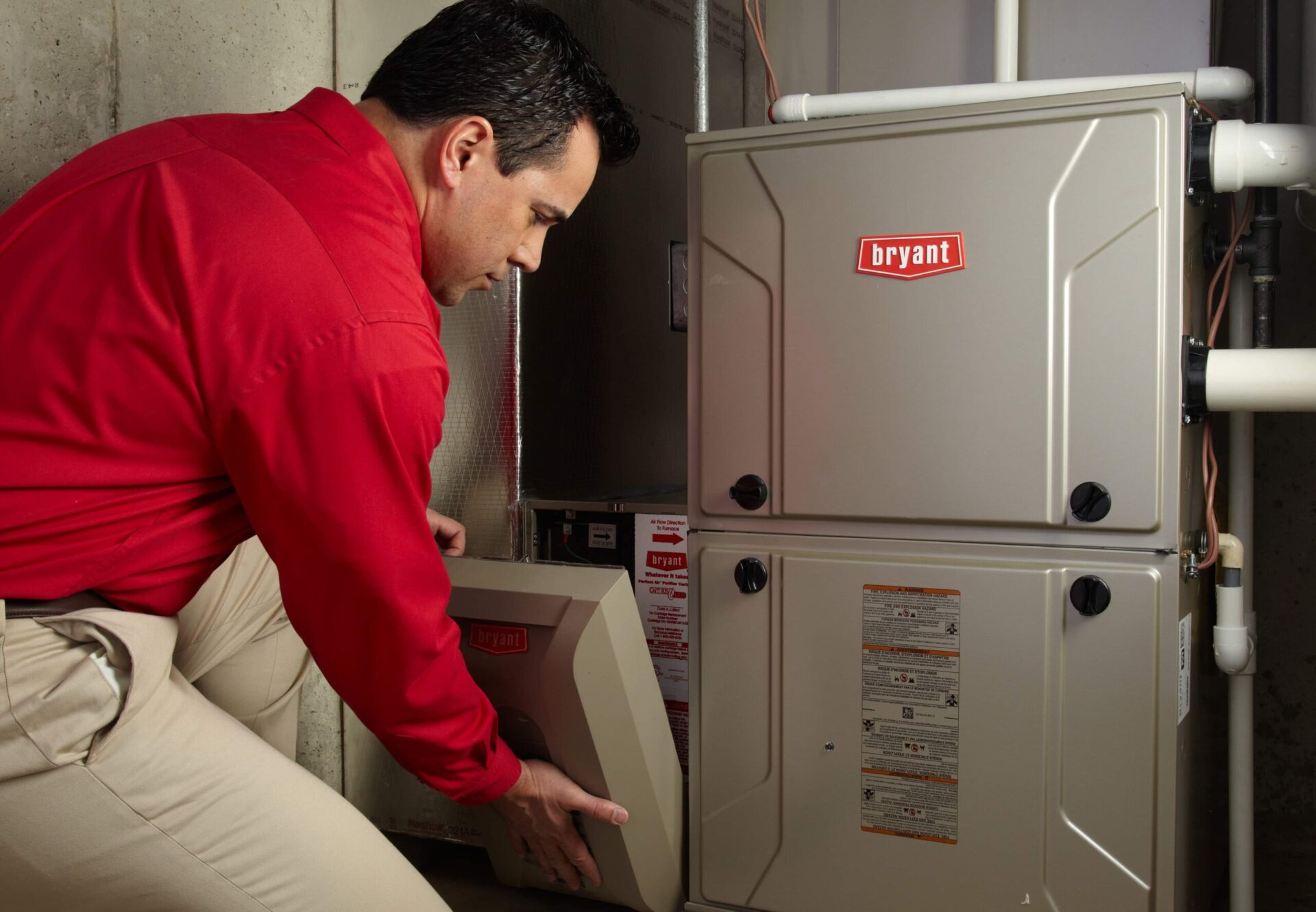 technician working on furnace 